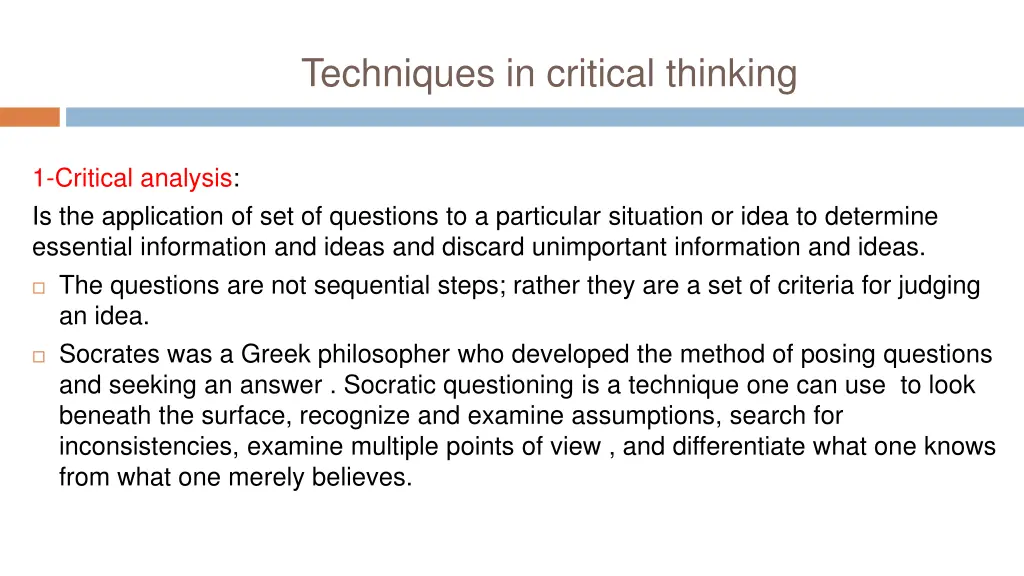 techniques in critical thinking