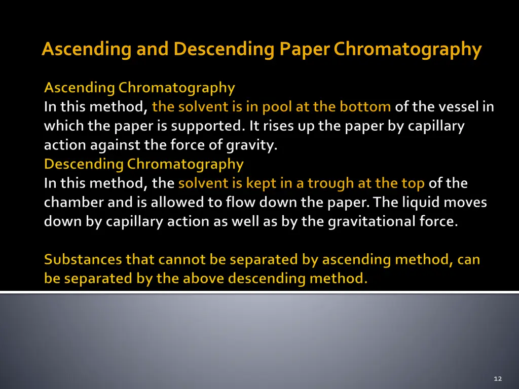 ascending and descending paper chromatography