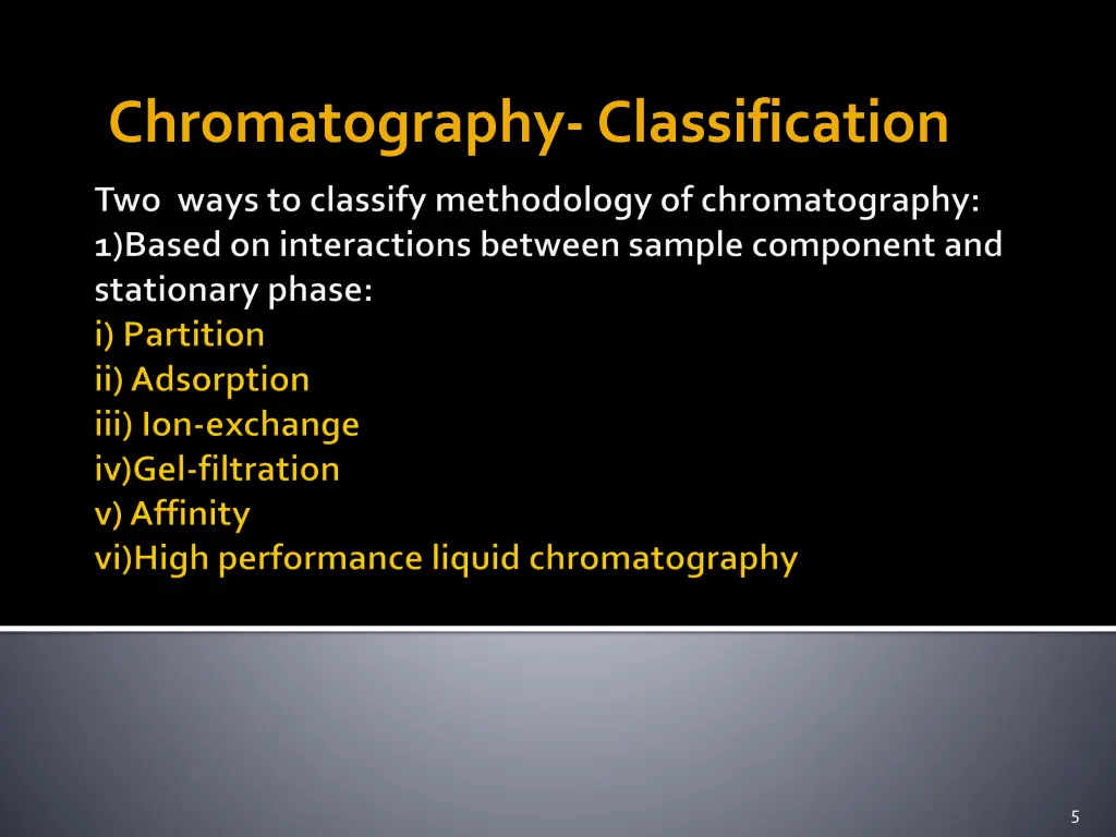 chromatography classification