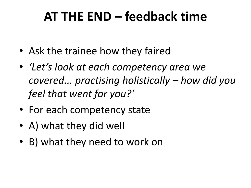 at the end feedback time