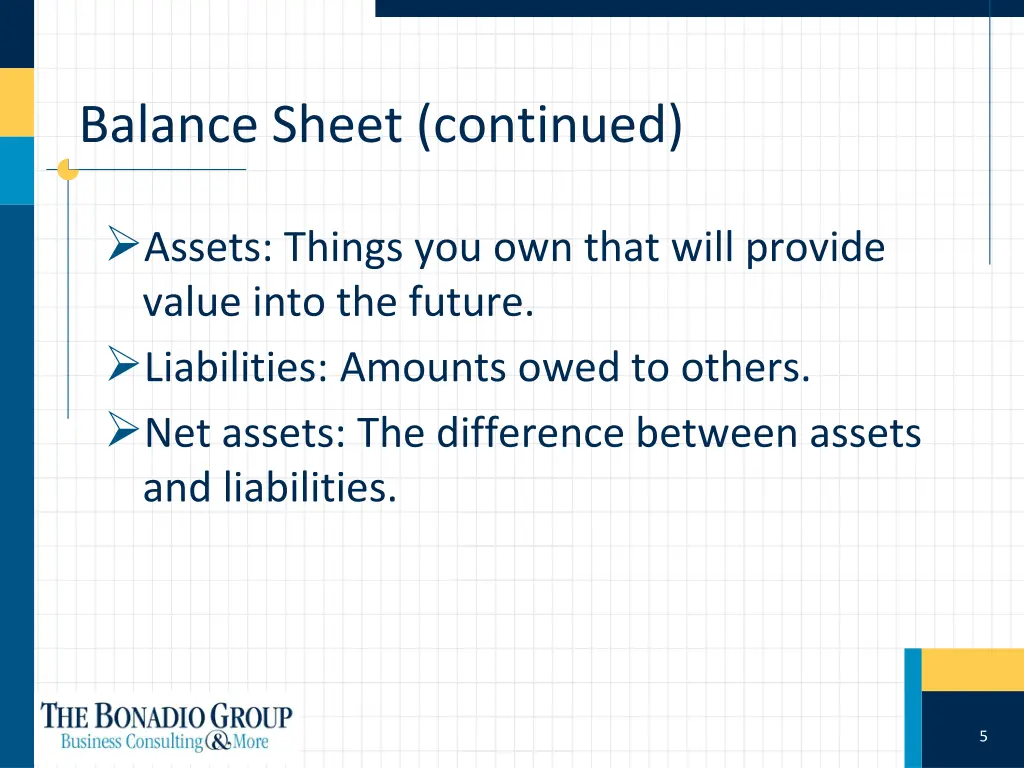 balance sheet continued