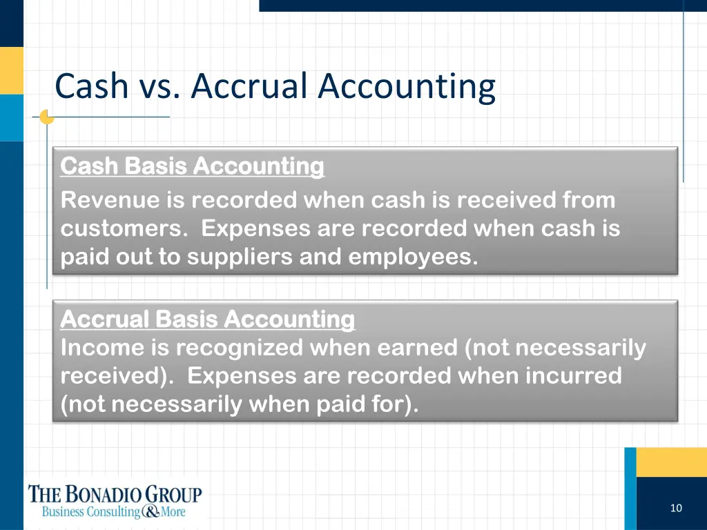 cash vs accrual accounting