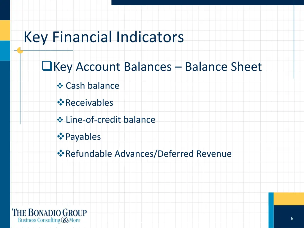 key financial indicators