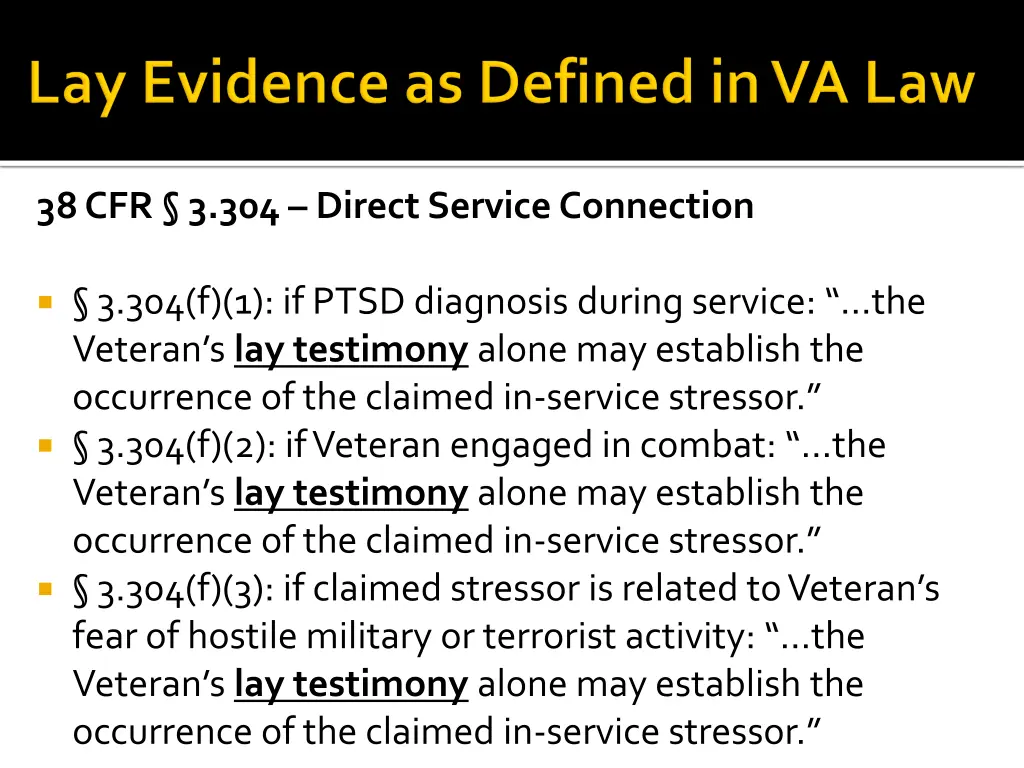 38 cfr 3 304 direct service connection 1