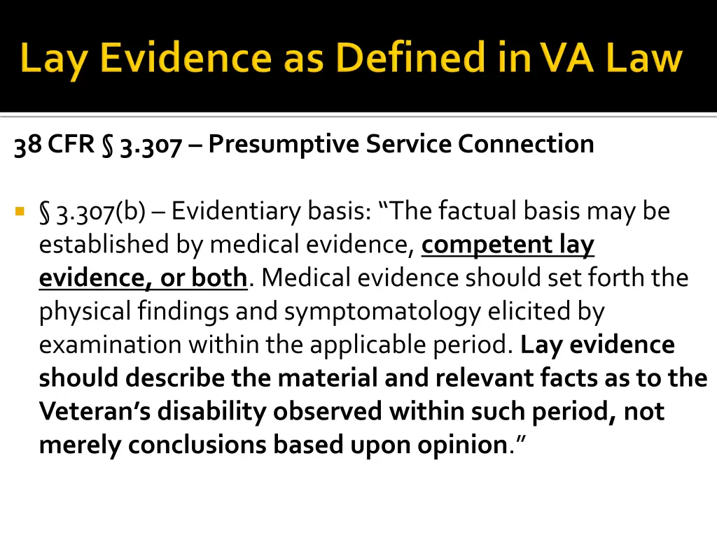 38 cfr 3 307 presumptive service connection