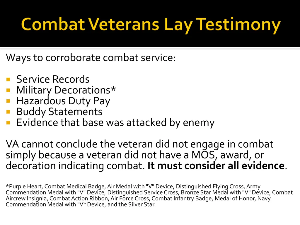 ways to corroborate combat service