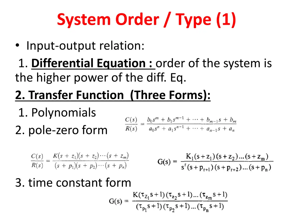 system order type 1