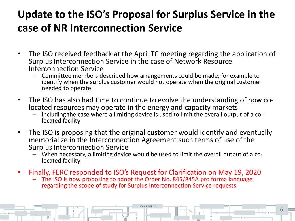 update to the iso s proposal for surplus service