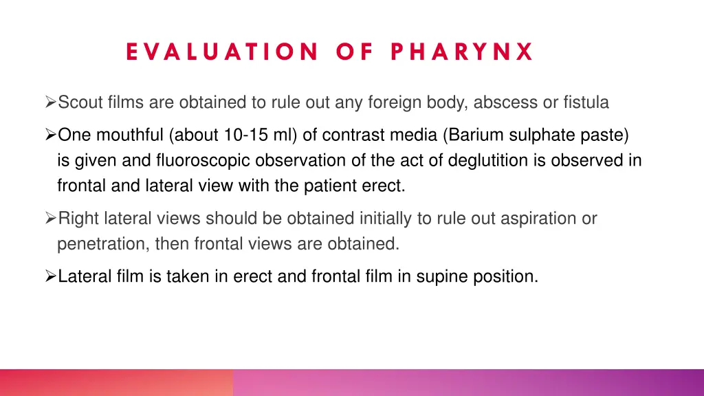 evaluation of pharynx