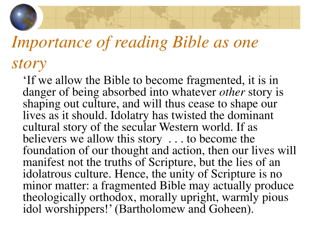 importance of reading bible as one story