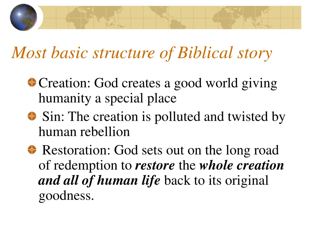 most basic structure of biblical story