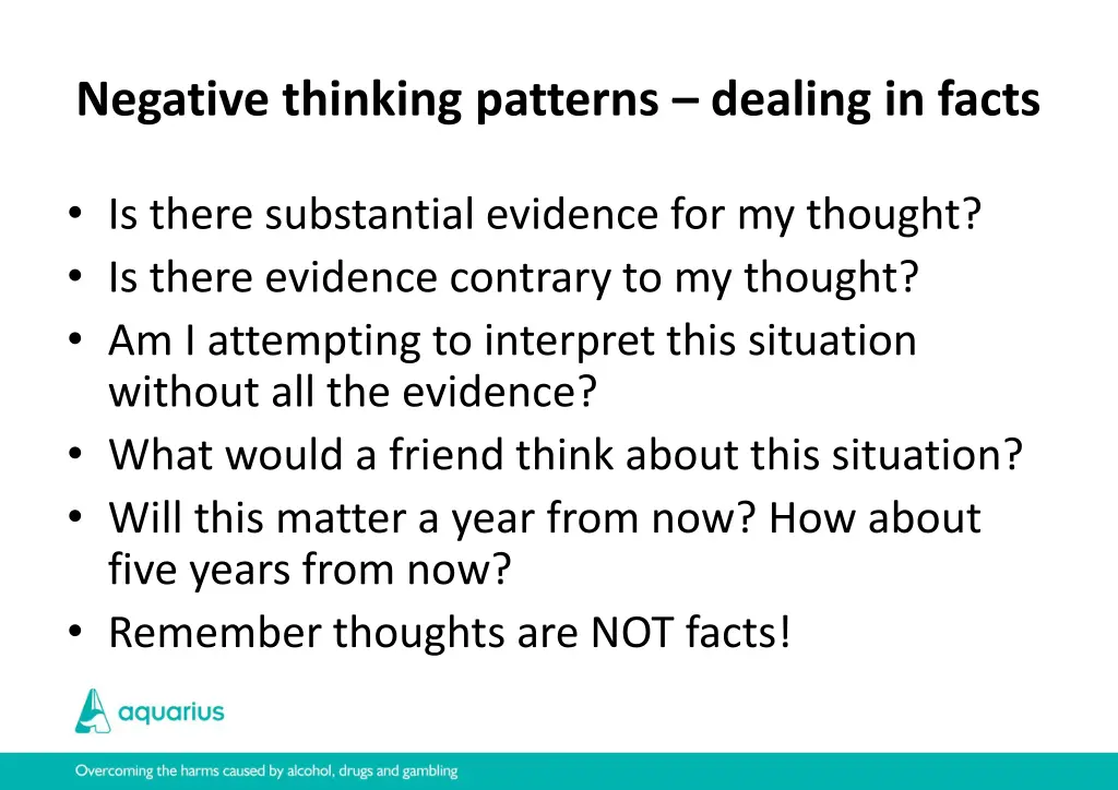 negative thinking patterns dealing in facts