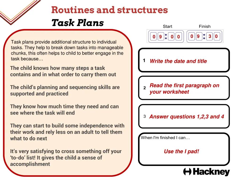 routines and structures task plans