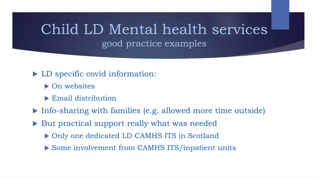 child ld mental health services good practice