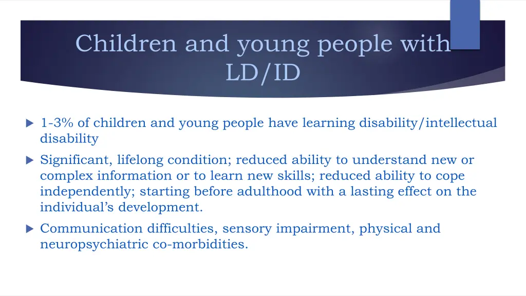 children and young people with ld id