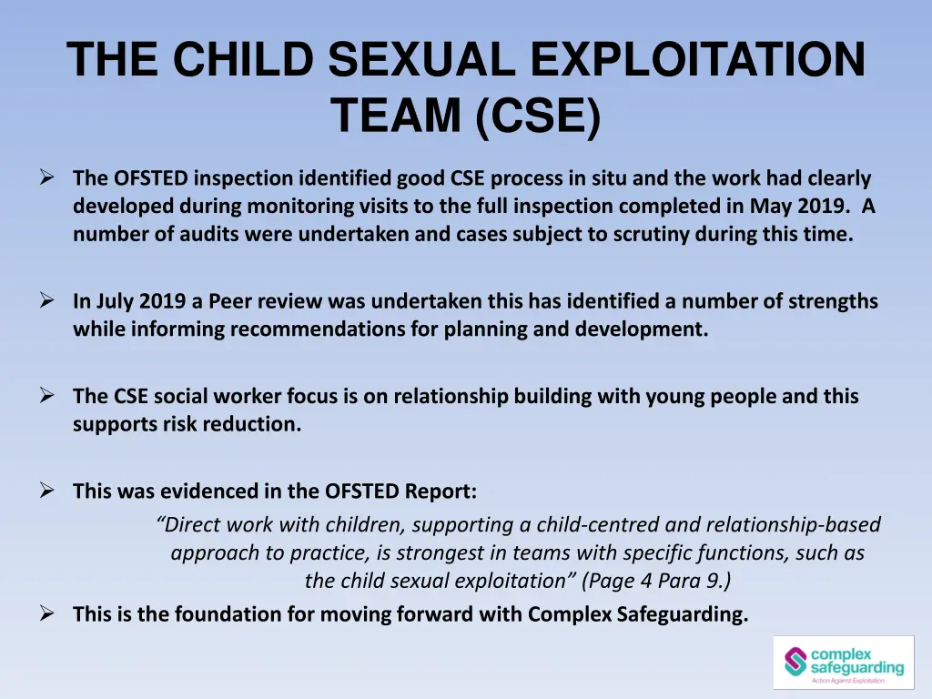 the child sexual exploitation team cse