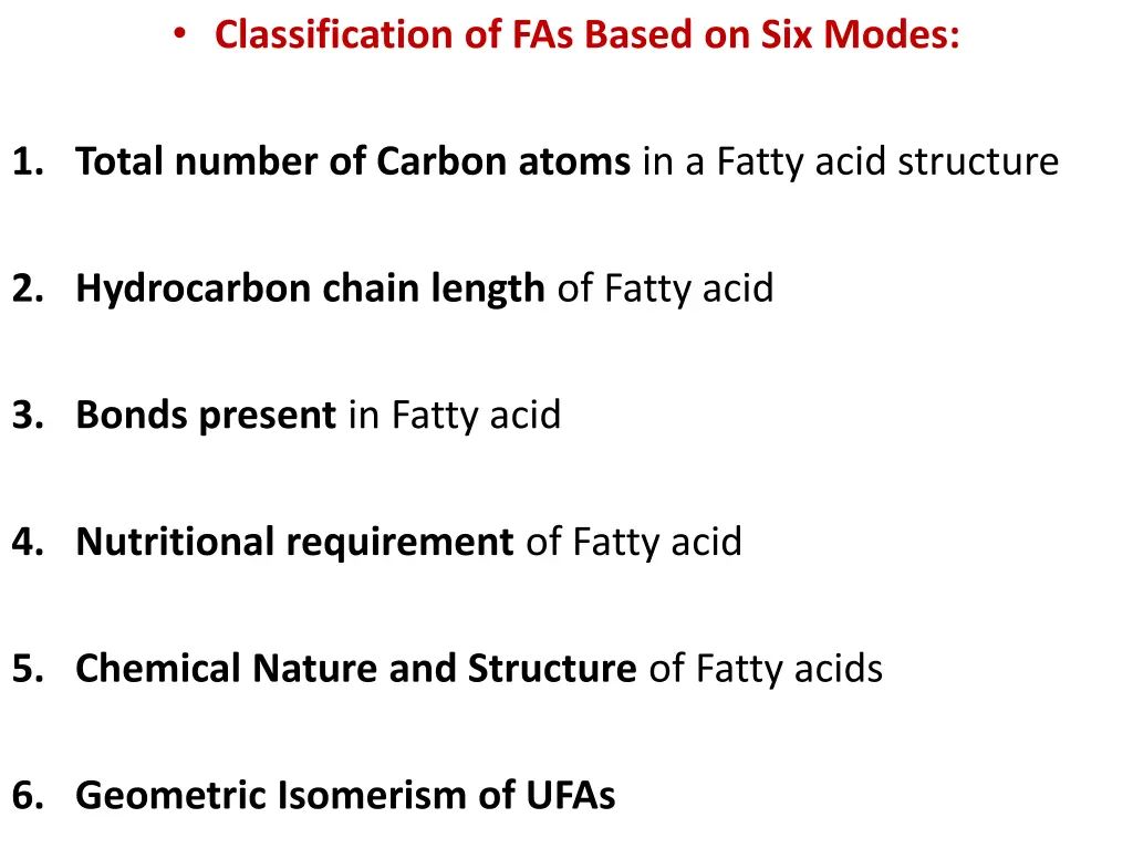 classification of fas based on six modes