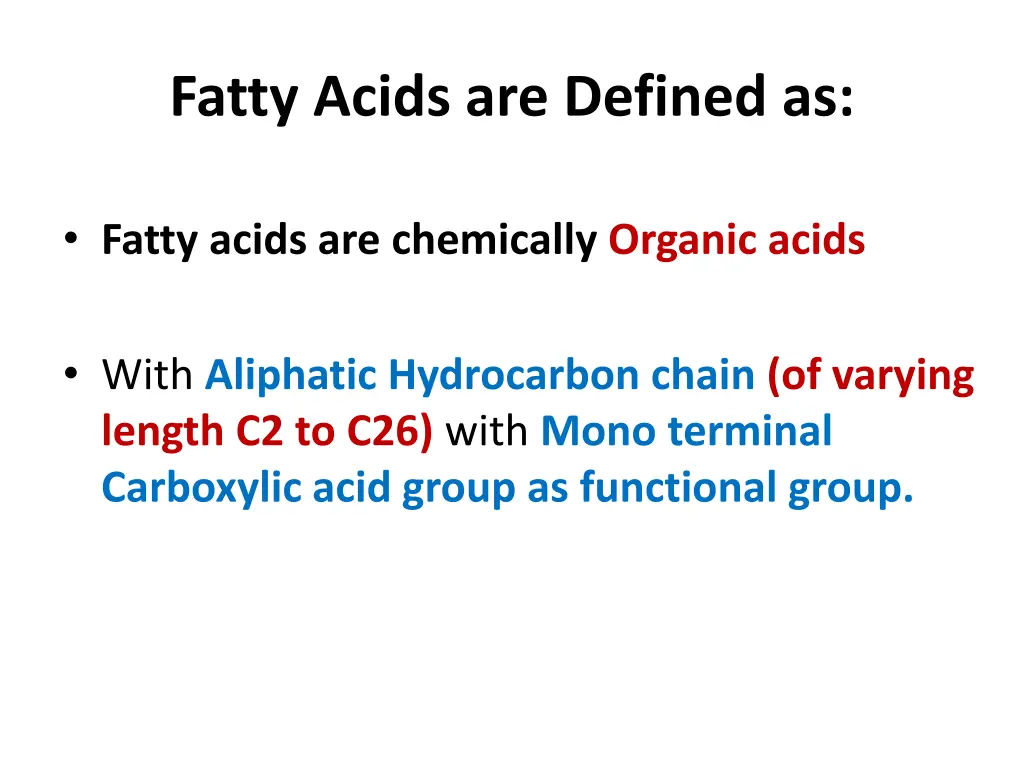 fatty acids are defined as