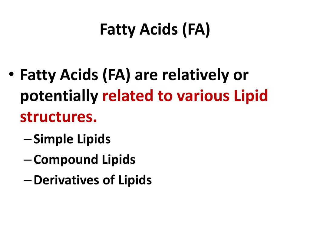 fatty acids fa