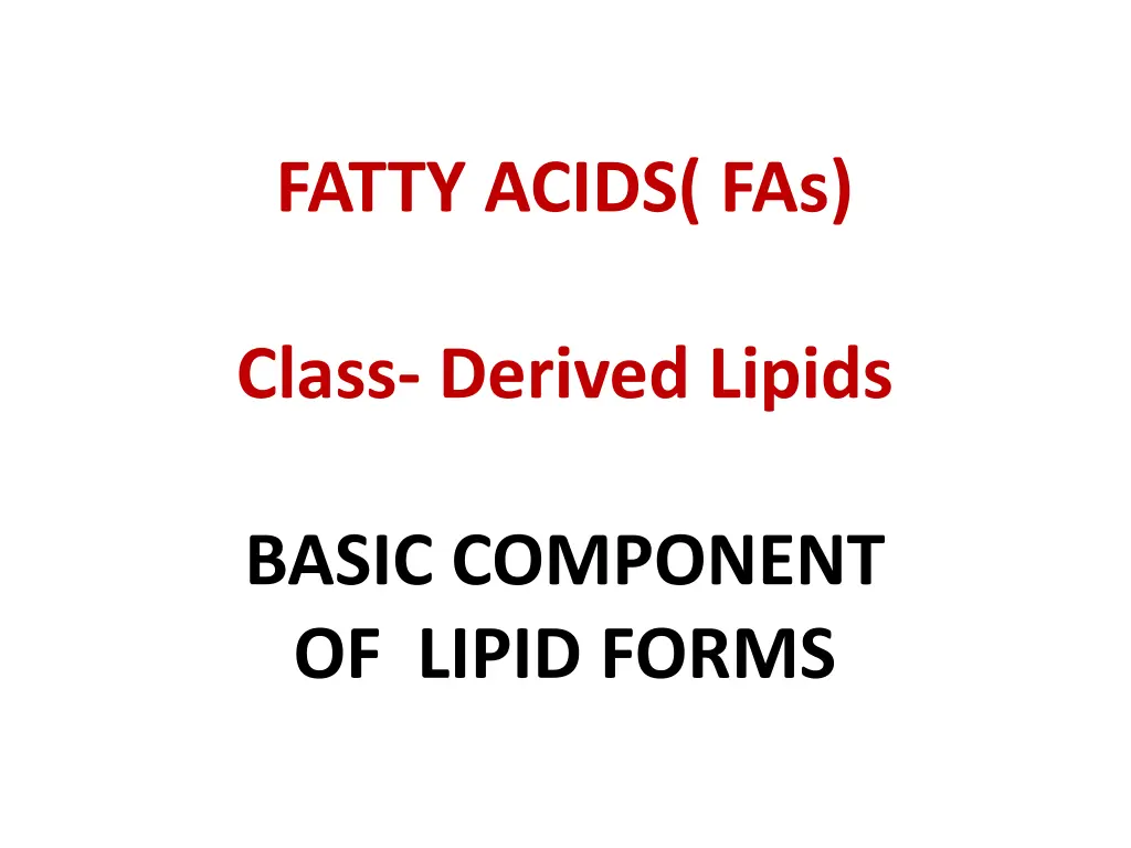 fatty acids fas