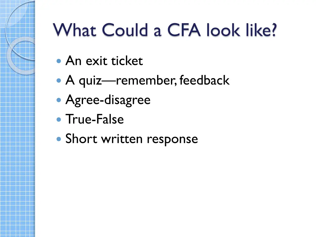 what could a cfa look like