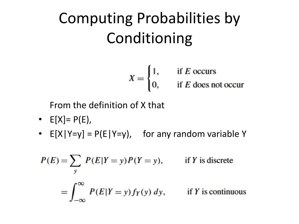 computing probabilities by conditioning