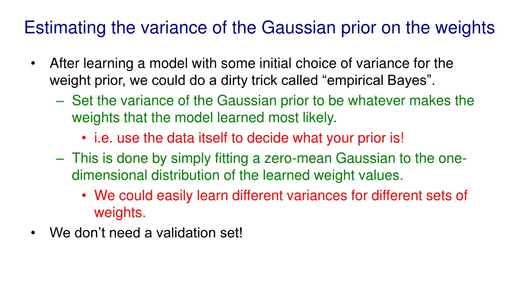 estimating the variance of the gaussian prior