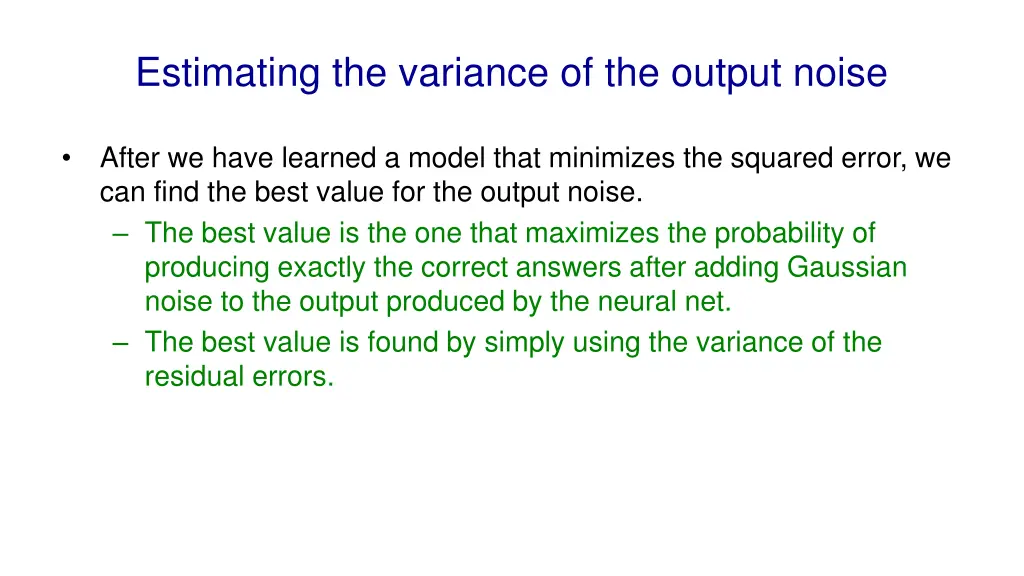 estimating the variance of the output noise