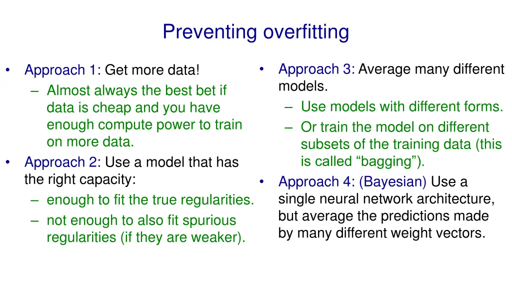 preventing overfitting