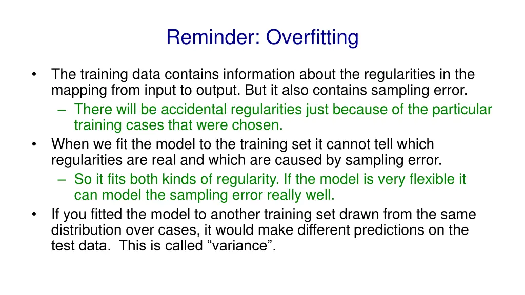 reminder overfitting