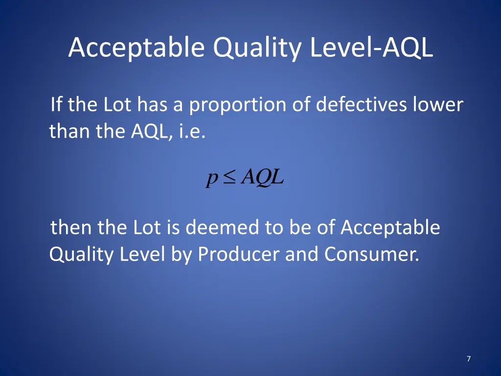 acceptable quality level aql