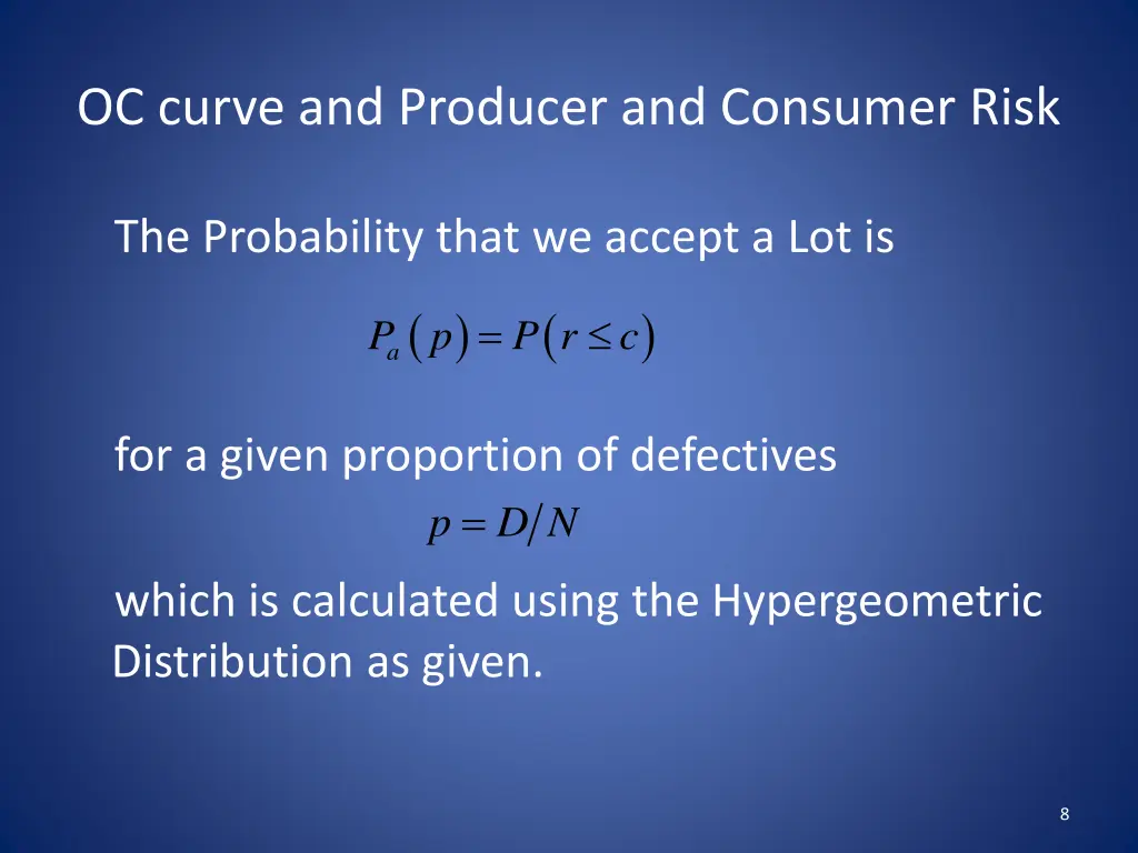 oc curve and producer and consumer risk