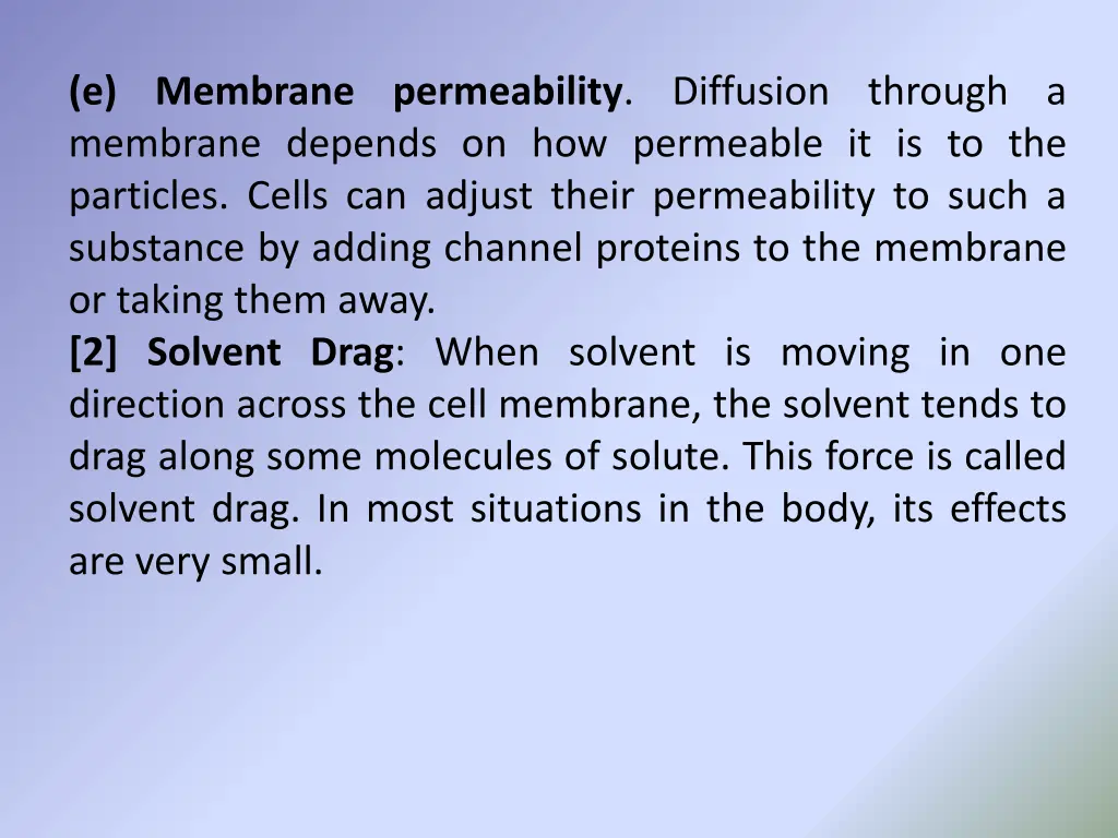 e membrane permeability diffusion through