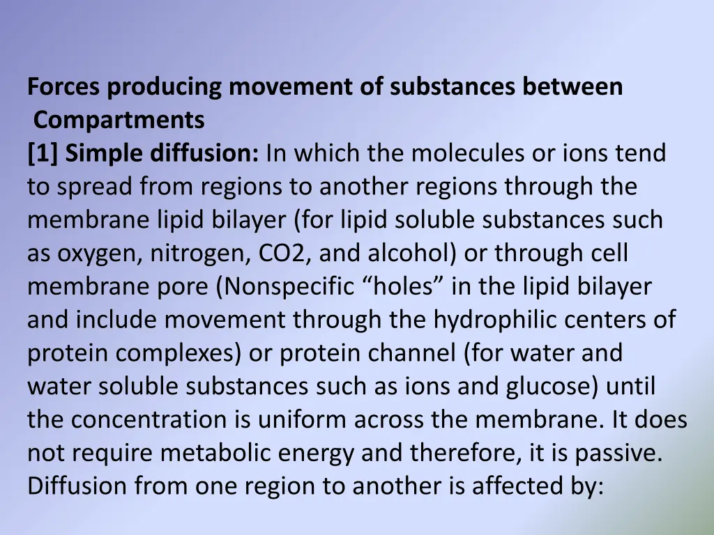 forces producing movement of substances between