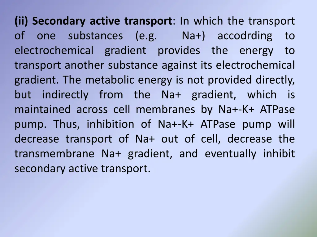 ii secondary active transport in which