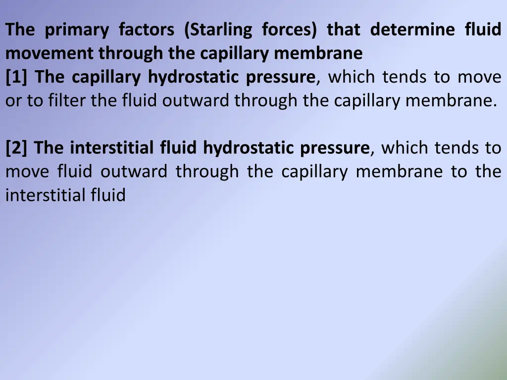 the primary factors starling forces that