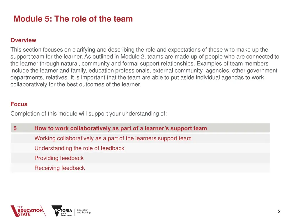 module 5 the role of the team