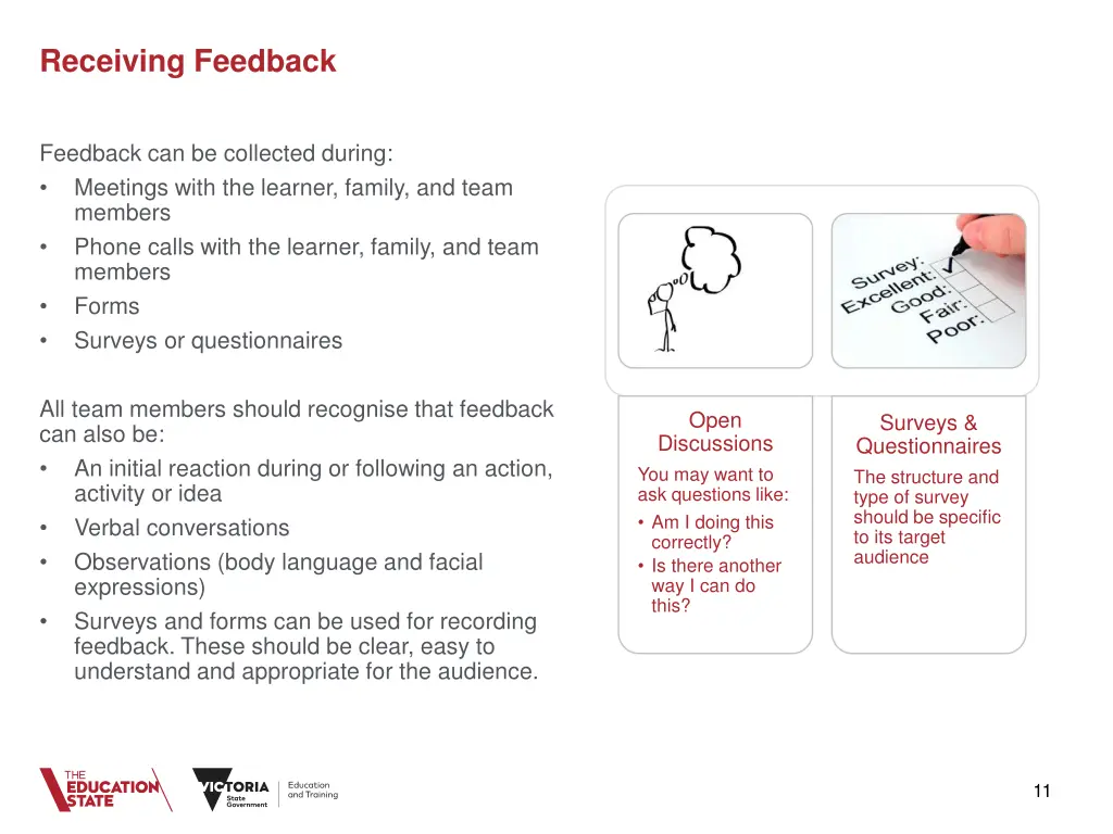 receiving feedback