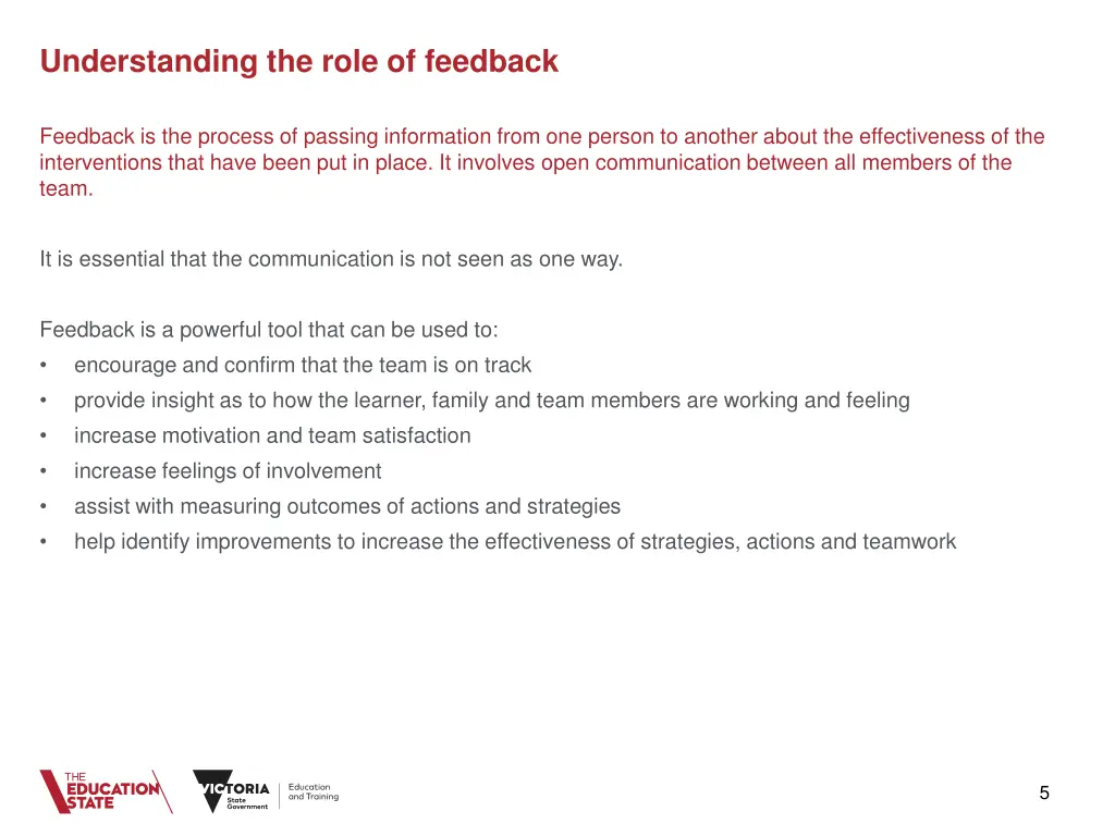 understanding the role of feedback