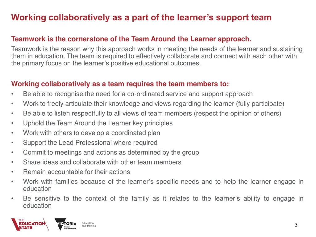 working collaboratively as a part of the learner