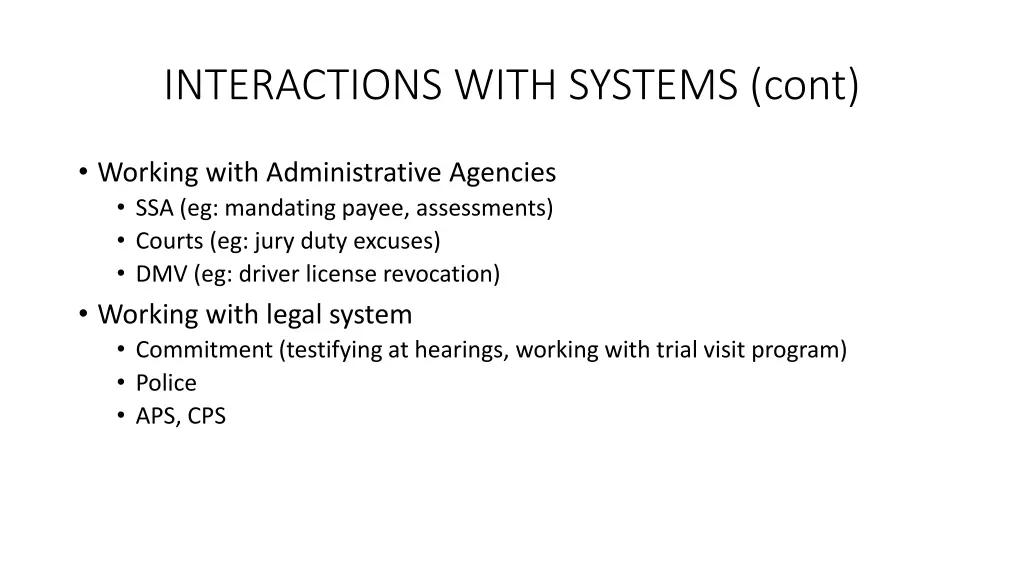 interactions with systems cont