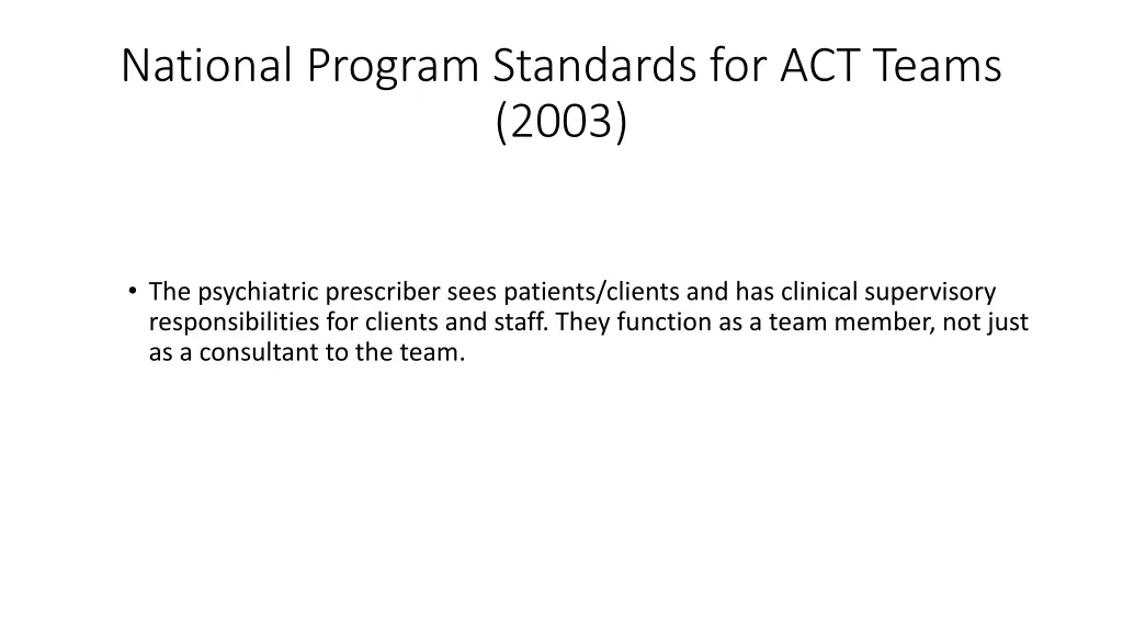 national program standards for act teams 2003