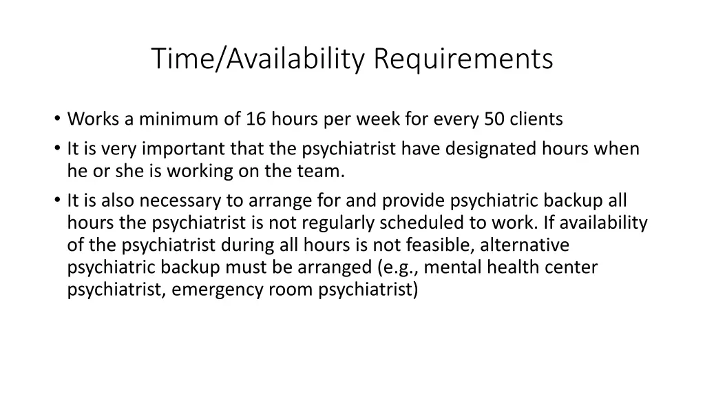 time availability requirements