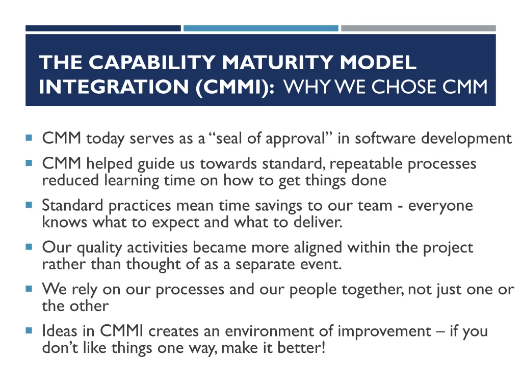 the capability maturity model integration cmmi 1