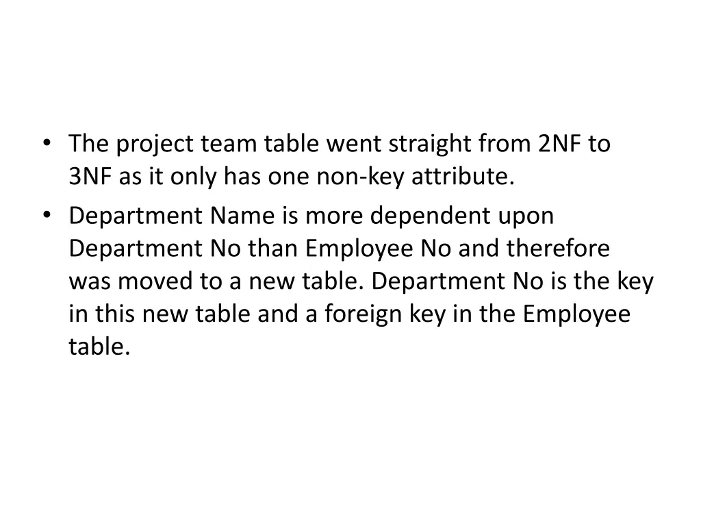 the project team table went straight from