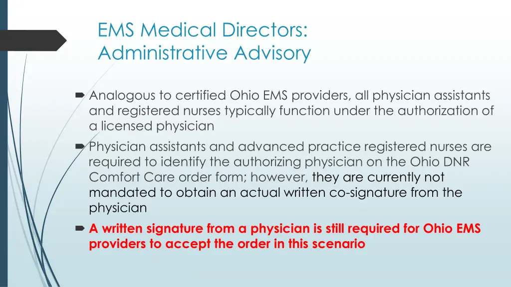 ems medical directors administrative advisory