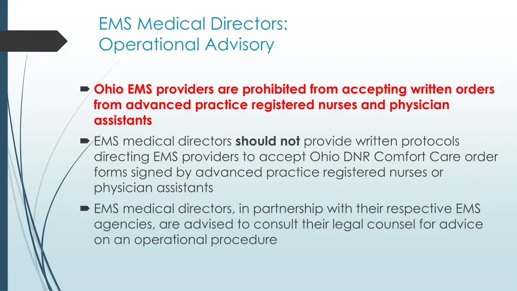 ems medical directors operational advisory