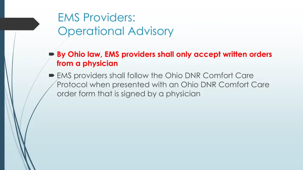 ems providers operational advisory