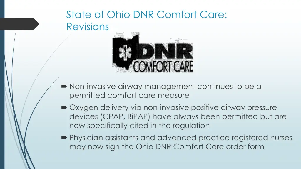 state of ohio dnr comfort care revisions