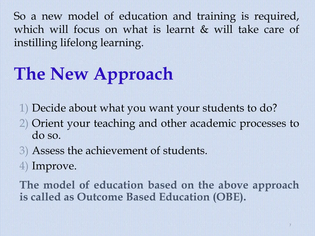 so a new model of education and training